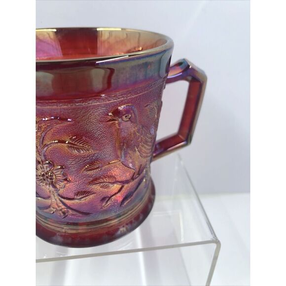 1967  ACGA Carnival Glass Club Souvenir Robin Mug Red MCM - Picture 2 of 14